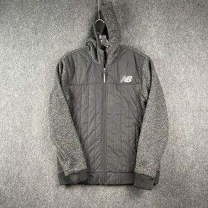 New Balance Jacket Men's Small Full Zip Fleece Long Sleeve Hoodie Gray EUC